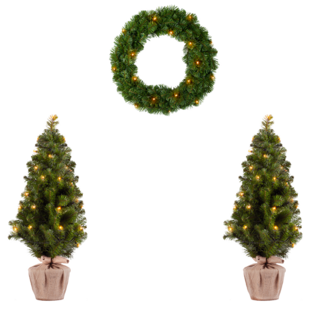 Startree deurset Alaskan krans 50 cm 2x miniboom 90 cm