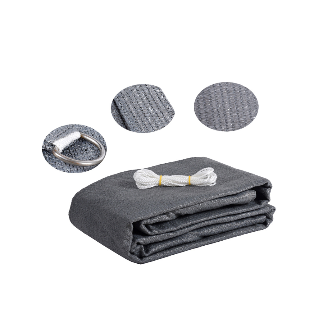 Schaduwdoek rechthoek grijs 3 x 5 m met draagtas 180g/m²