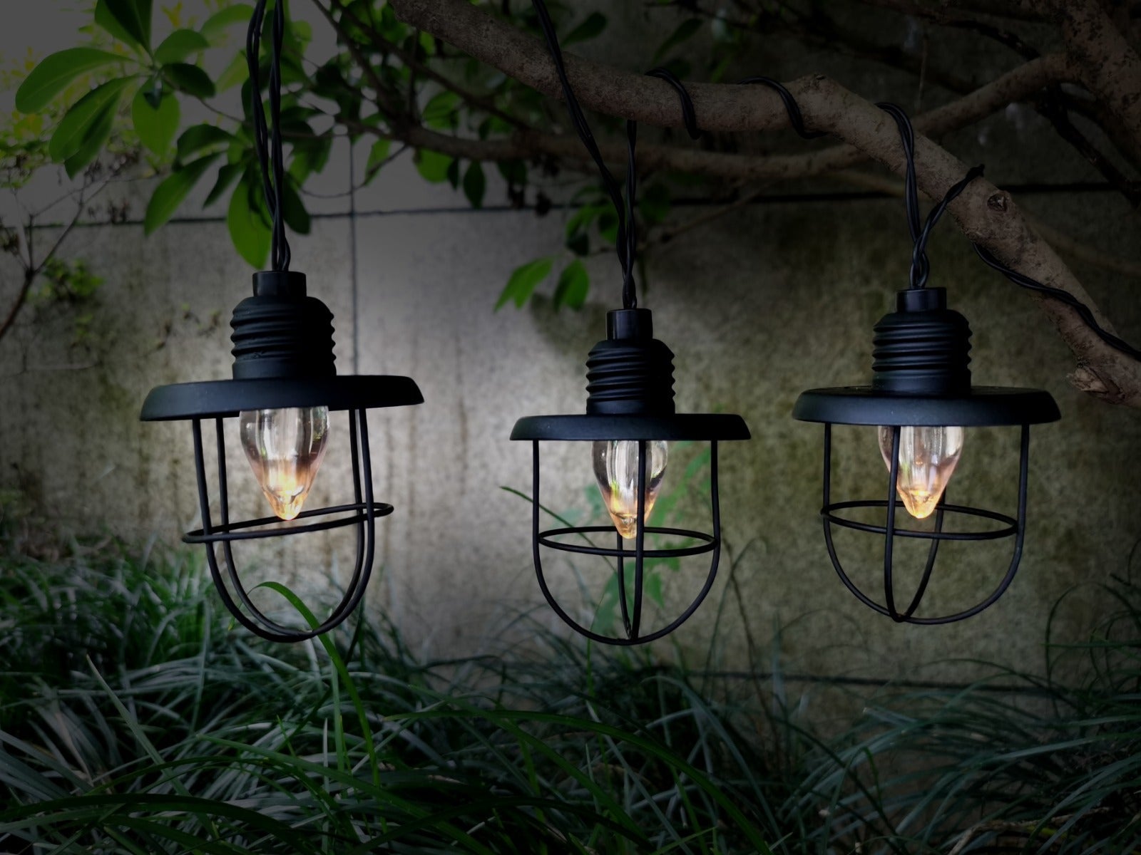 Solar partylight lantaarn 10x zwart 4,8m - 3m lead