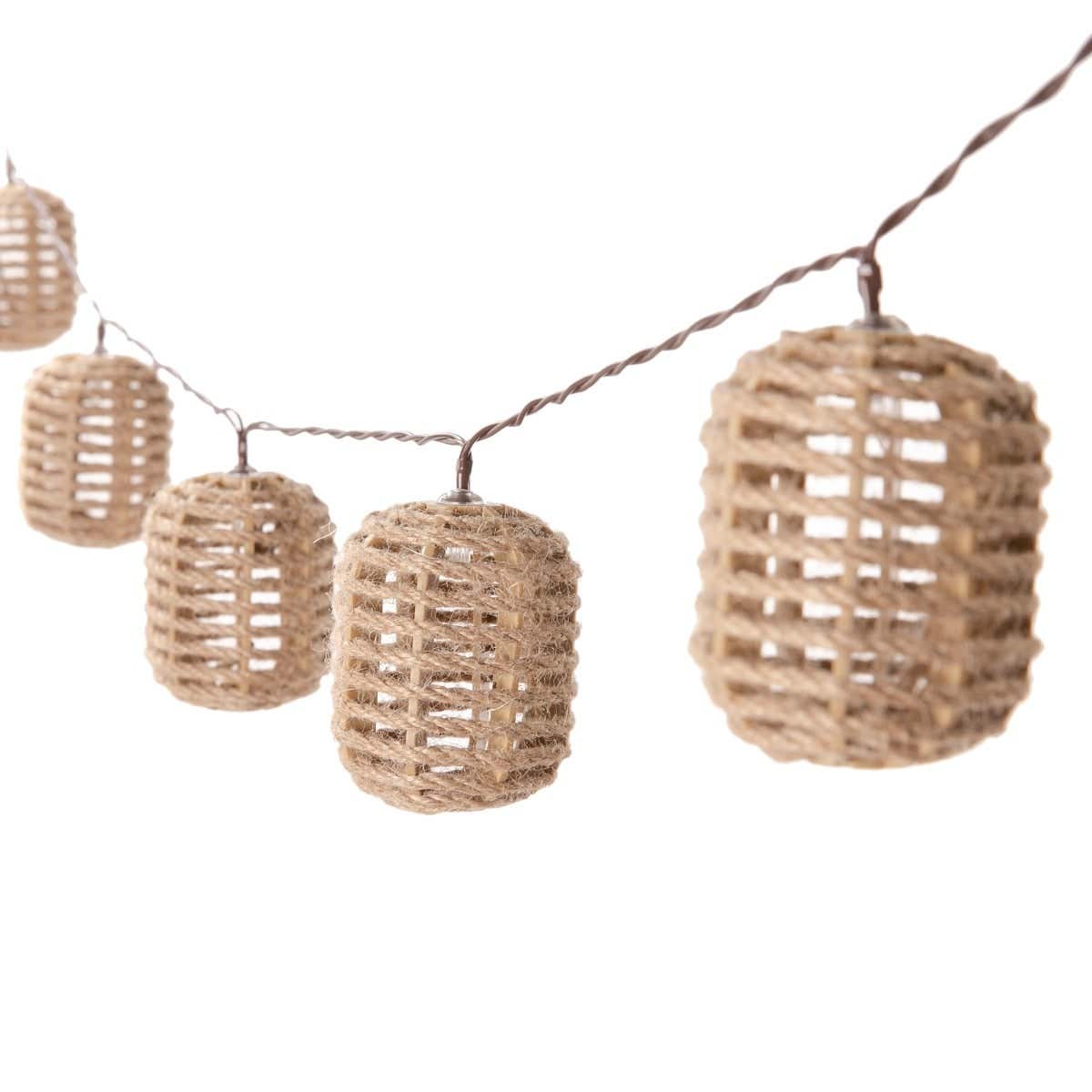 Solar lichtsnoer 10L ovaal hemp natural 5 x7 cm
