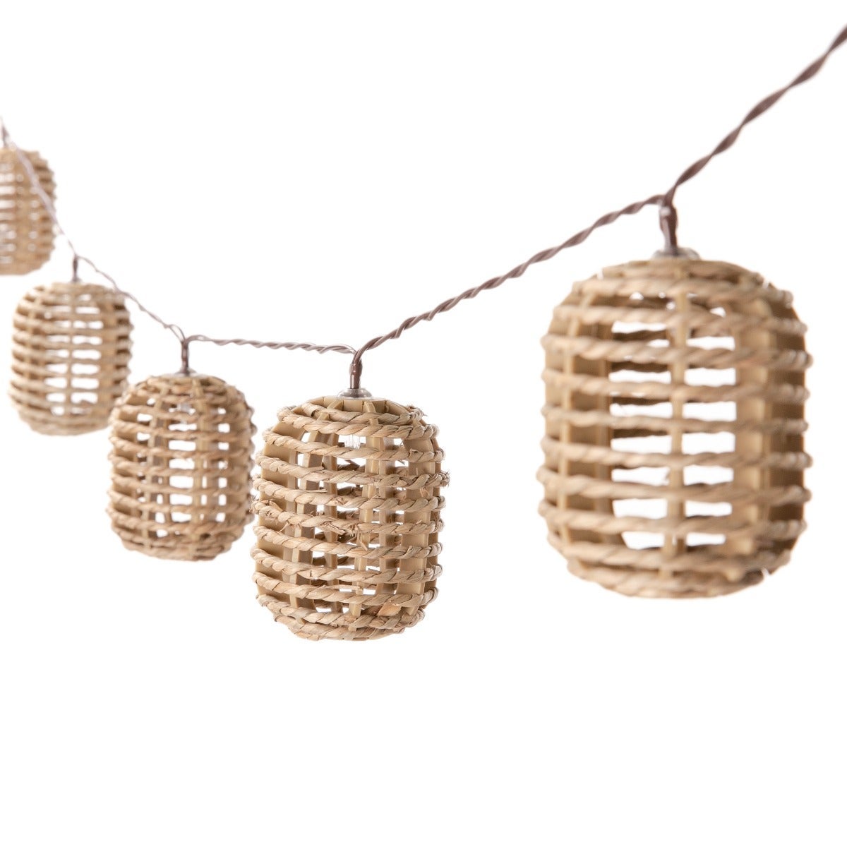 Solar lichtsnoer 10L ovaal seagrass natural 5 x 7 cm