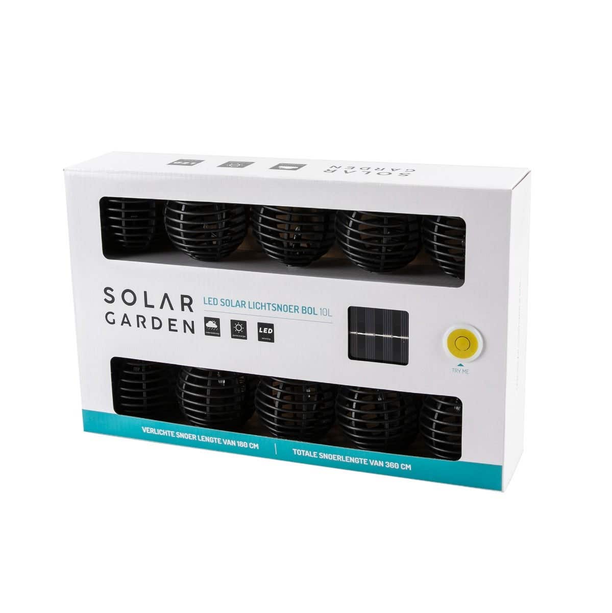 Solar Garden Lichtsnoer 10L Bol Zwart