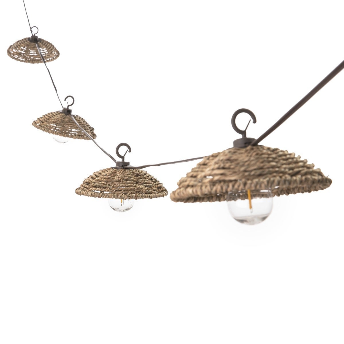 Solar partylight 8L seagrass natural LED