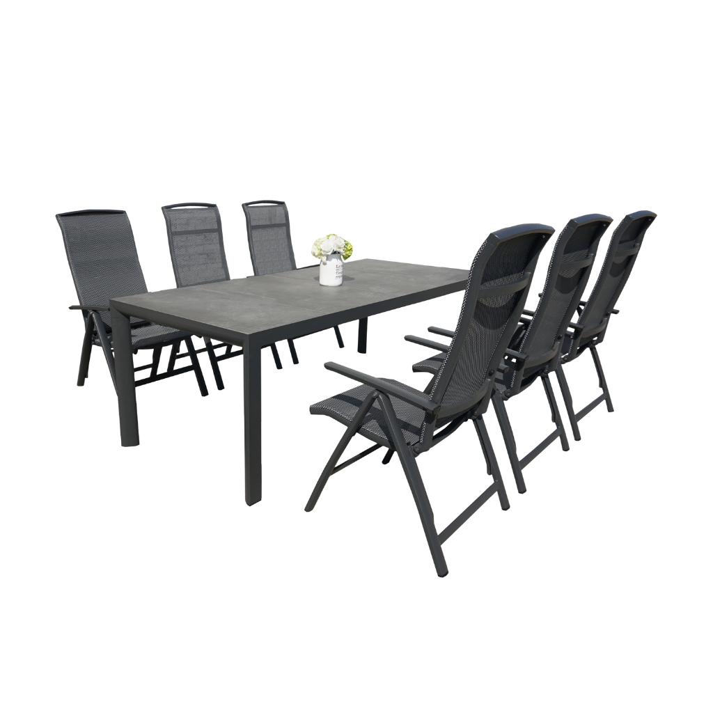 Royal Seasons Diningset 6-zits La Palma Antraciet