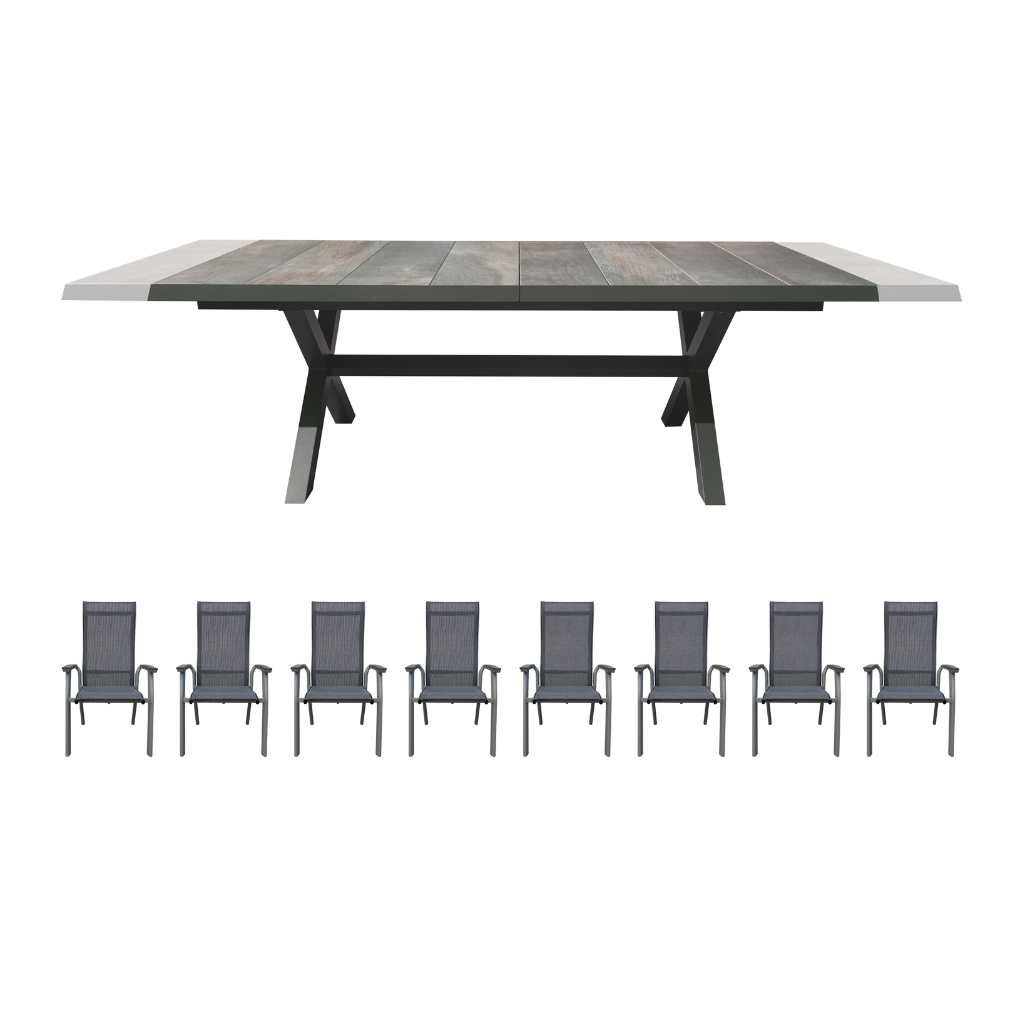 Royal Seasons Uitschuifbare Diningset 8-zits Sevilla Antraciet