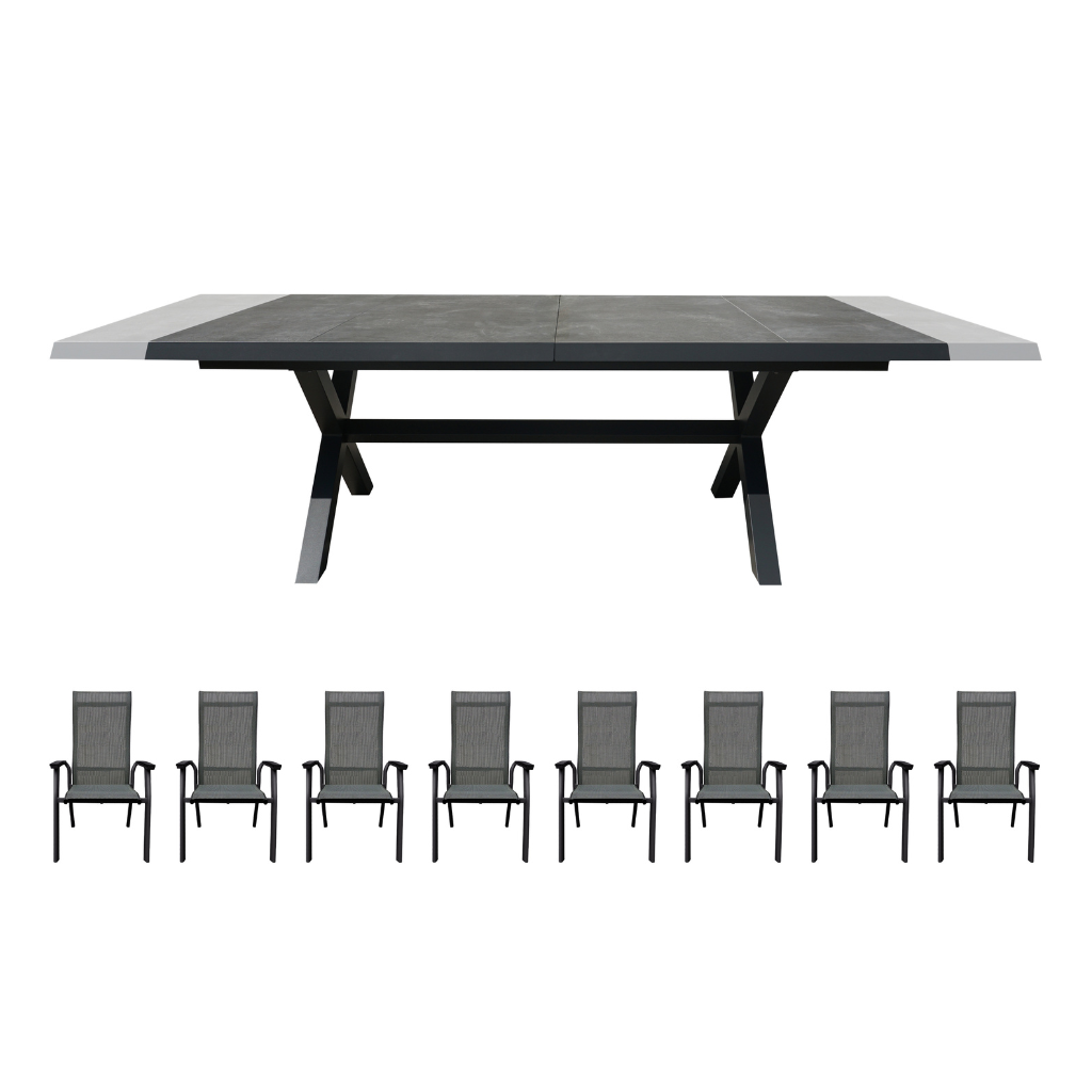 Royal Seasons Uitschuifbare Diningset 8-zits Porto Antraciet