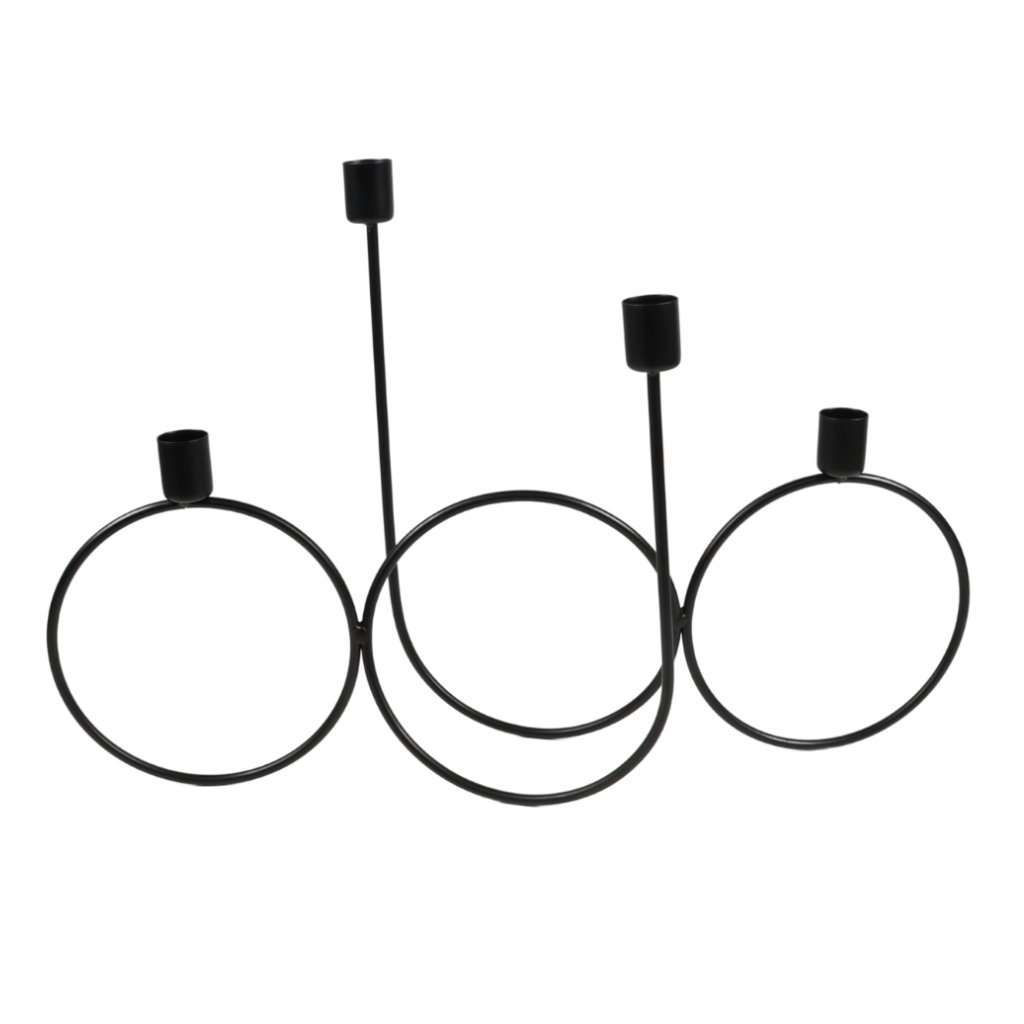 Kandelaar ringen zwart 45 x 30 x 20 cm