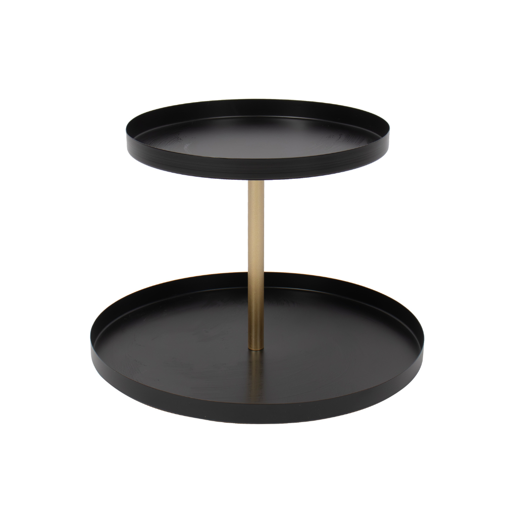 Etagere 2-laags zwart-goud 40 x 28 cm