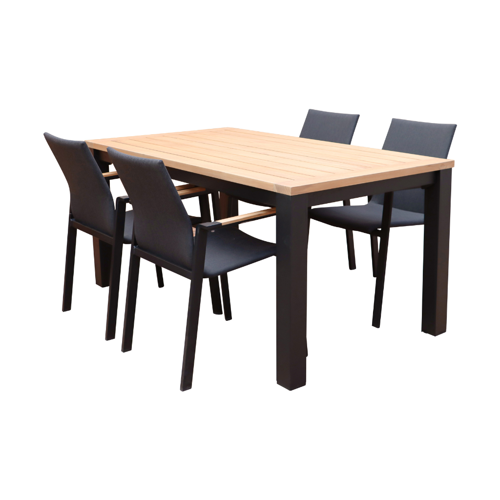 Royal Seasons Diningset 4-zits Atlanta Zwart