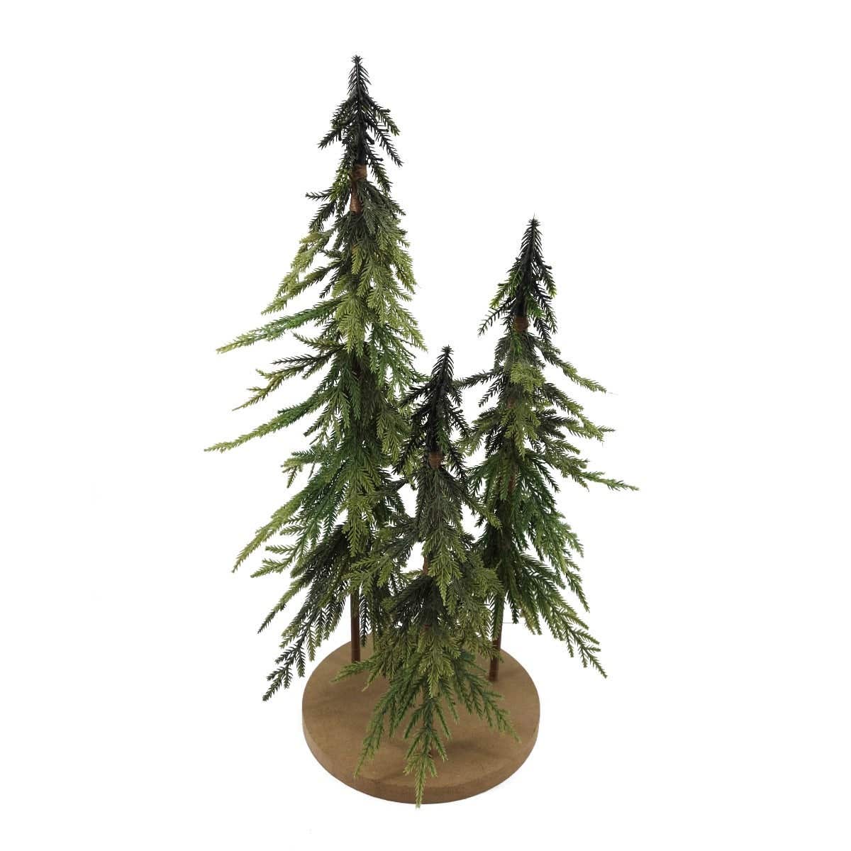 Evergreen miniboompjes op ronde voet groen 25 x 50 cm