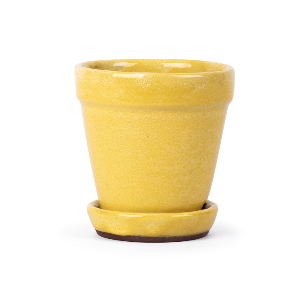 Pot met schotel Pale yellow 11 x 11.5 cm