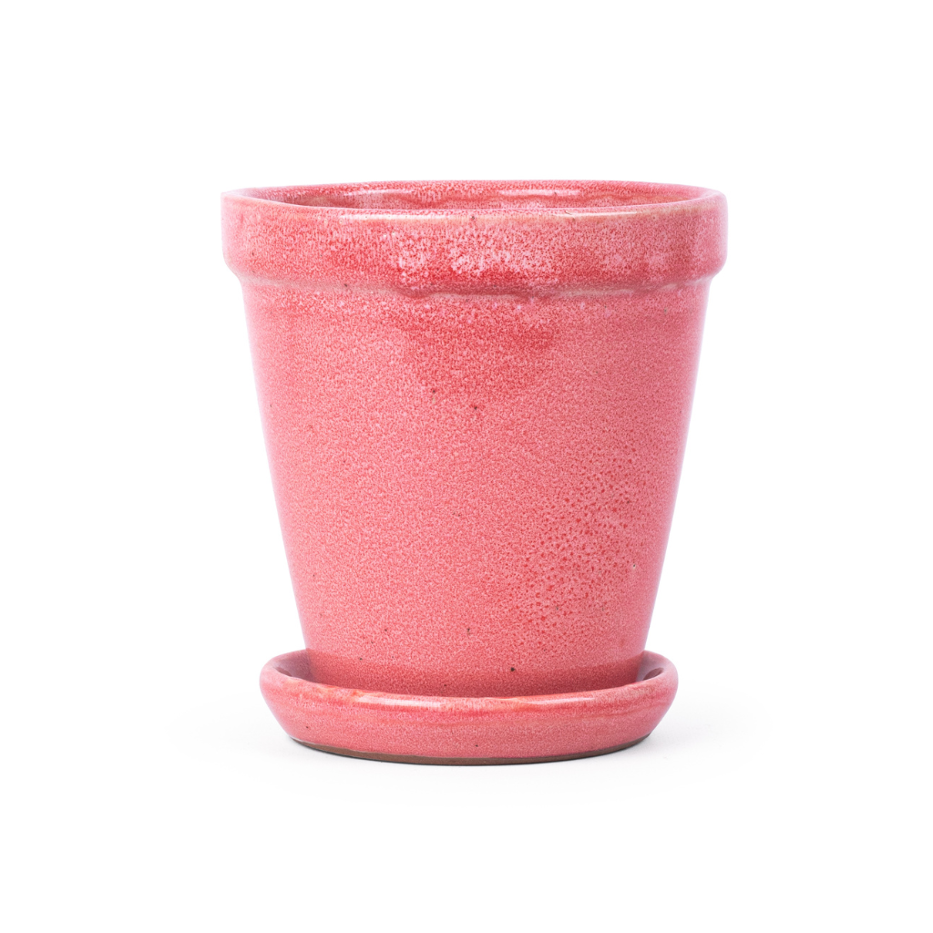 Pot met schotel Pale pink 16 x 17 cm