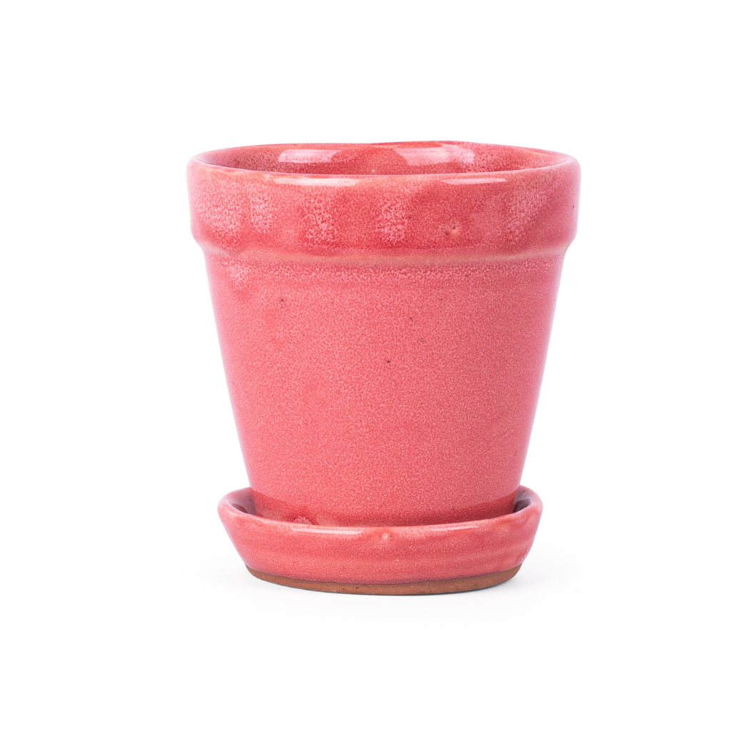 Pot met schotel Pale pink 11 x 11.5 cm