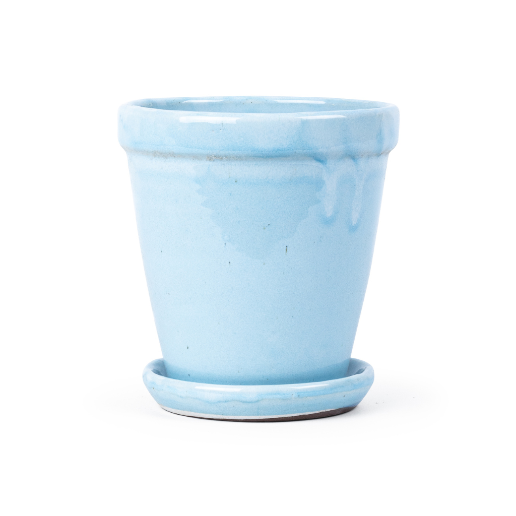 Pot met schotel Sky blue 16 x 17 cm