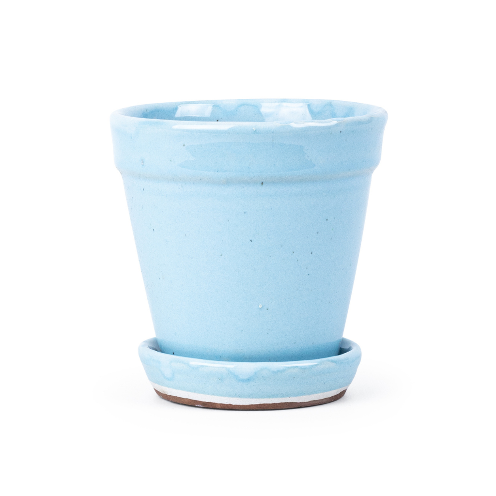 Pot met schotel Sky blue 11 x 11.5 cm