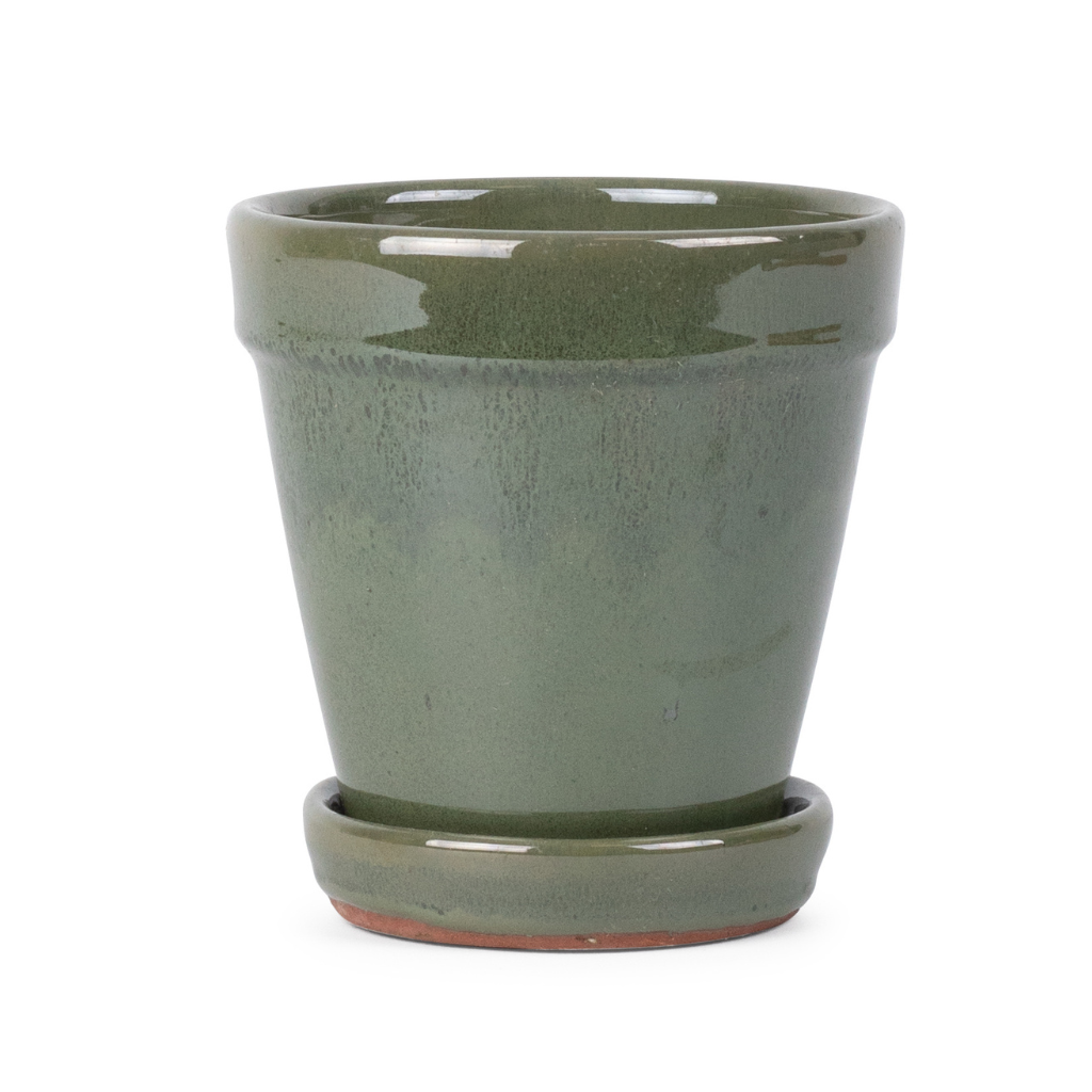 Pot met schotel koper blauw 11 x 11.5 cm