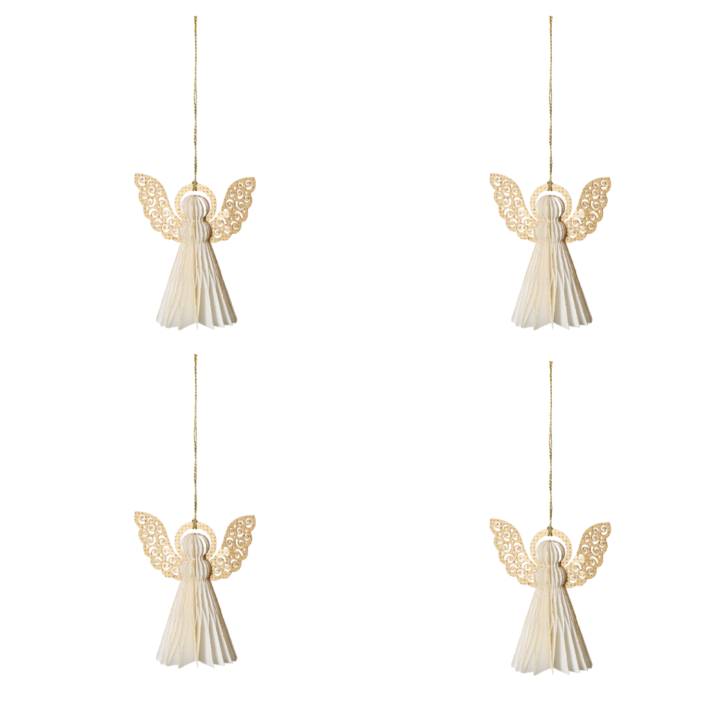 Papieren Engel 12 cm Crème 4 stuks