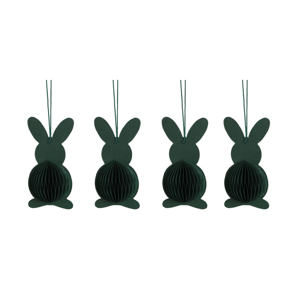Papieren Paashaas 12 cm Groen 4 stuks