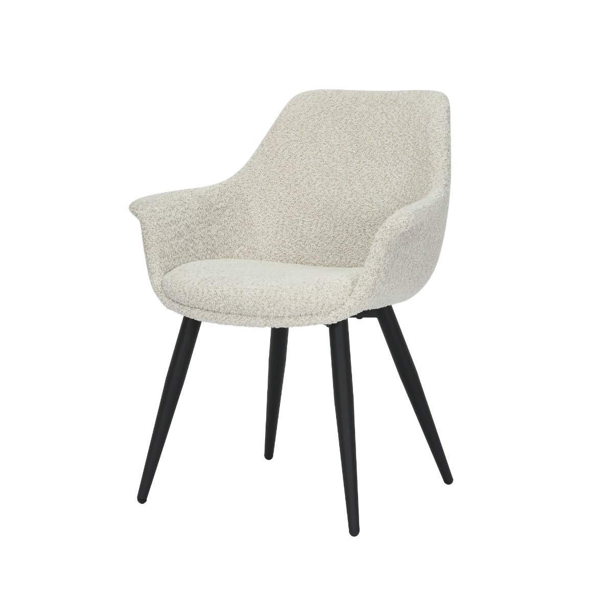 24Seven Eetkamerstoel Lucas Bouclé Offwhite 65 x 62 x 83 cm