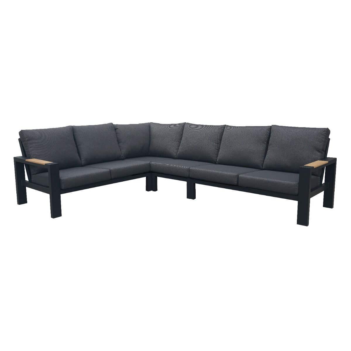Royal Seasons Hoeklounge 6-zits Memphis Zwart 291 x 226 x 77 cm