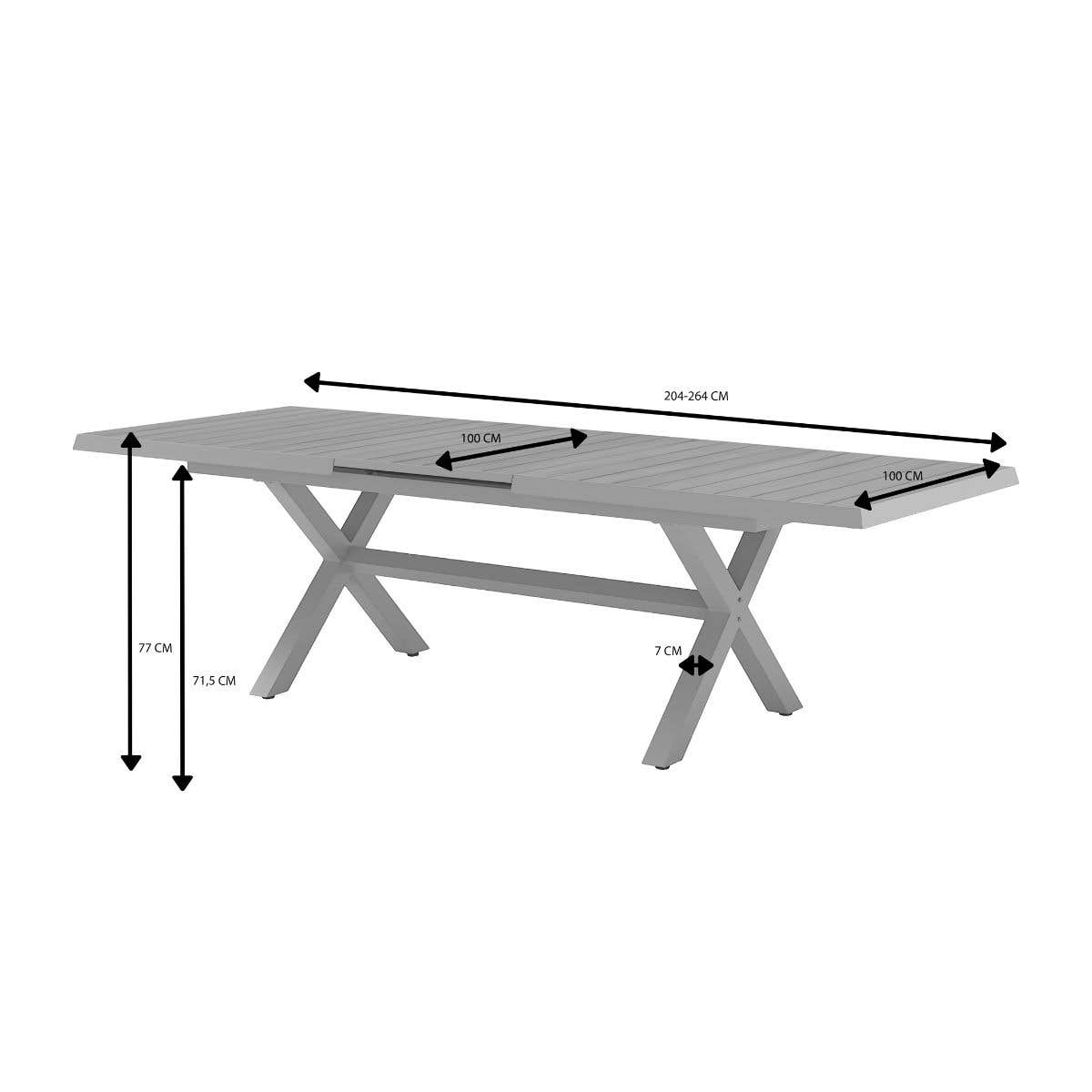 Royal Seasons Uitschuifbare tafel Bahia Beige 204/264 x 104 x 75 cm