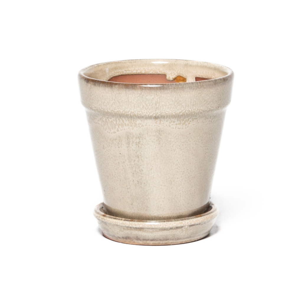 Pot met schotel Cream 11 x 11.5 cm