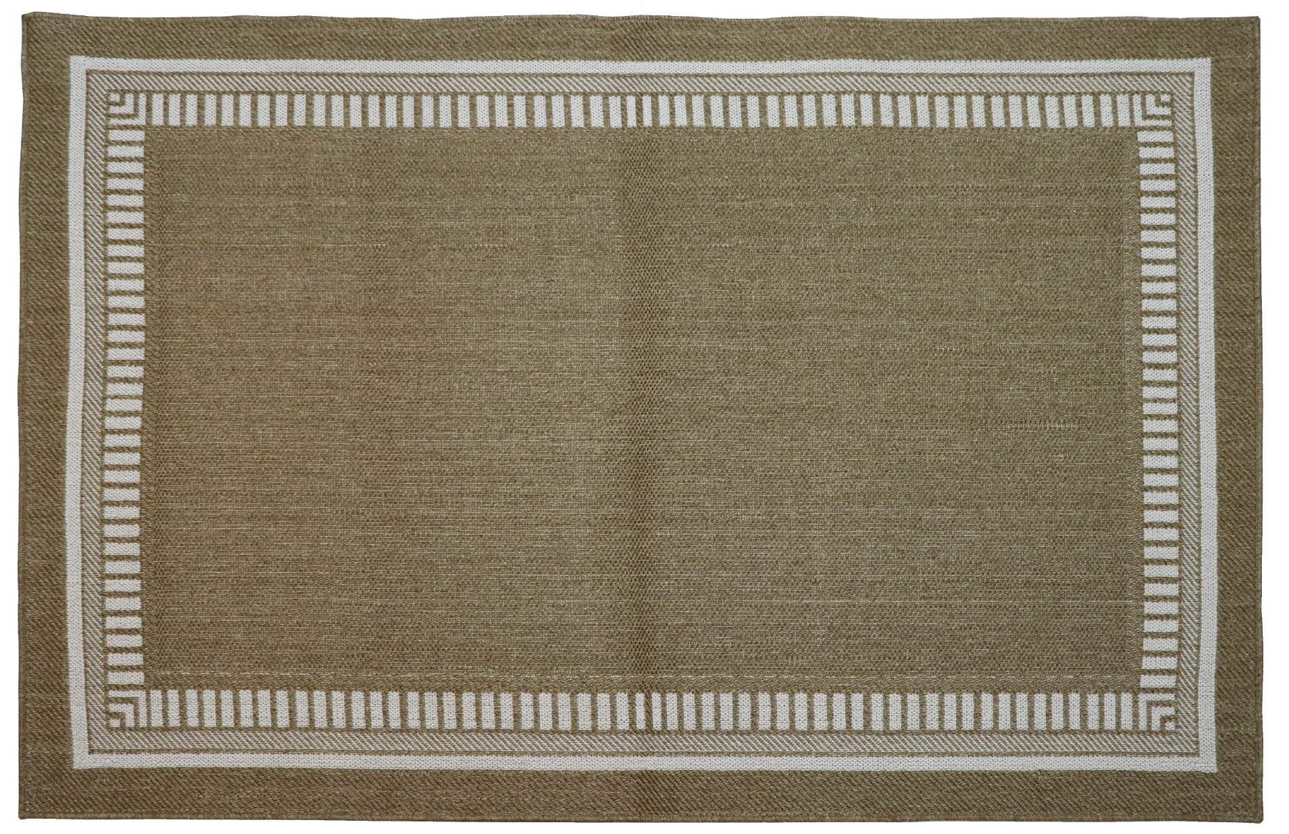 Outdoor vloerkleed border natural/white 160 x 230 cm