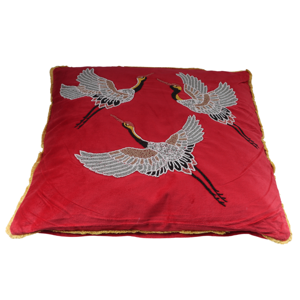 Kussen vogels roze 50 x 50 cm