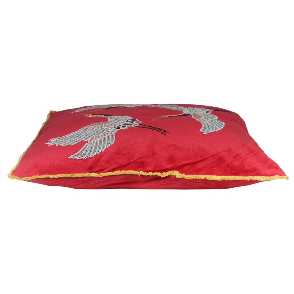 Kussen vogels roze 50 x 50 cm