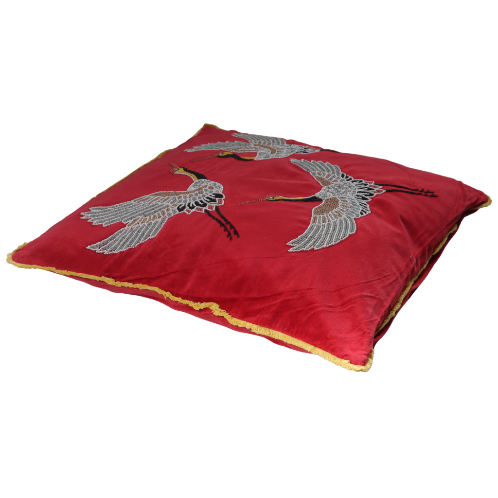 Kussen vogels roze 50 x 50 cm
