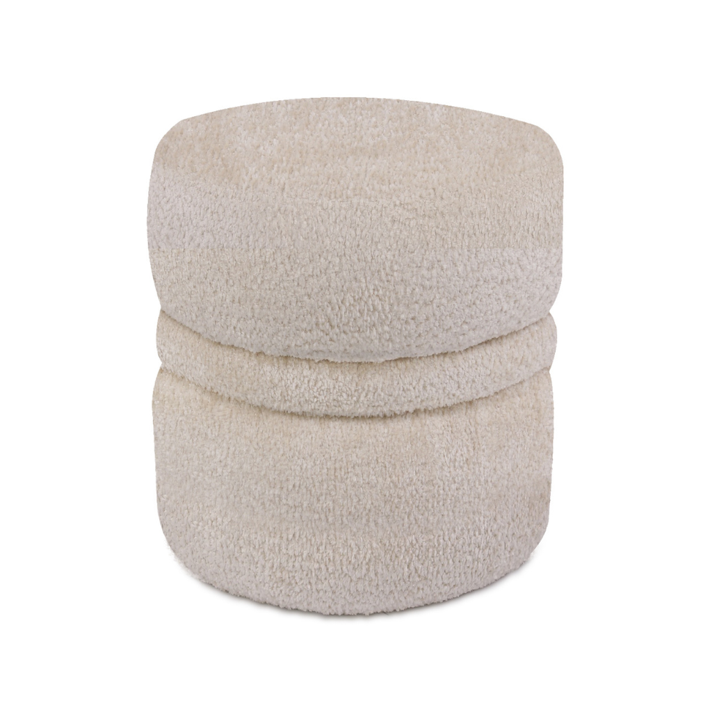 24Seven Poef Helsinki Bouclé Beige 43 x 47 cm