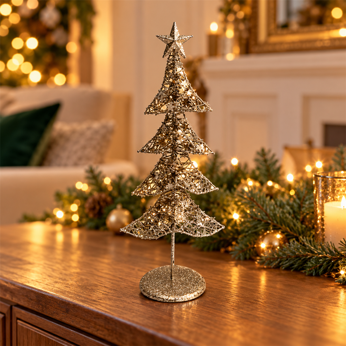 De Bosrand Decoratieboom Glitter boom 3D Champagne 40 cm