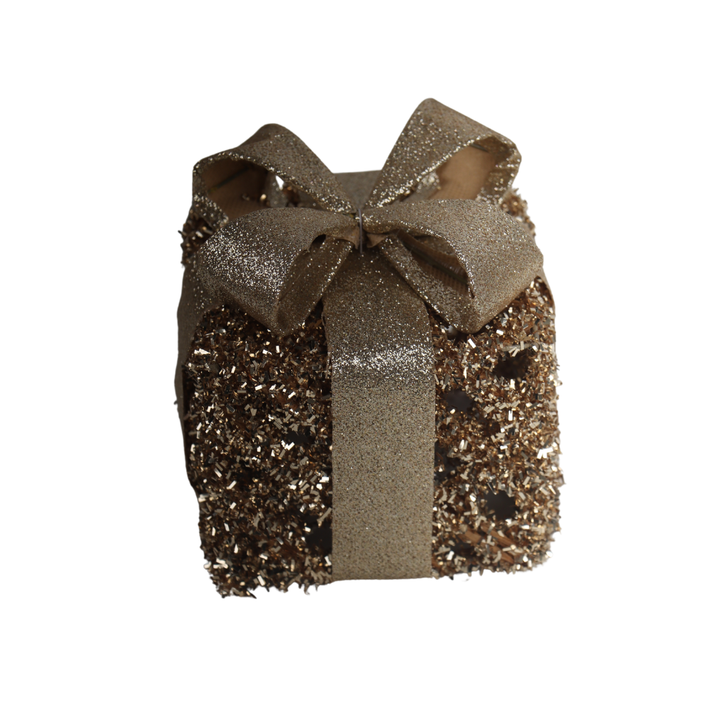 Giftbox glitter champagne met timer XS 10 cm