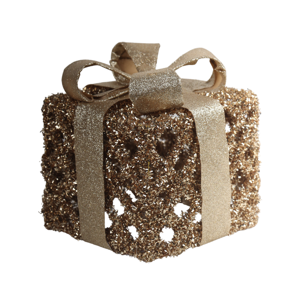 Giftbox glitter champagne met timer S 15 cm