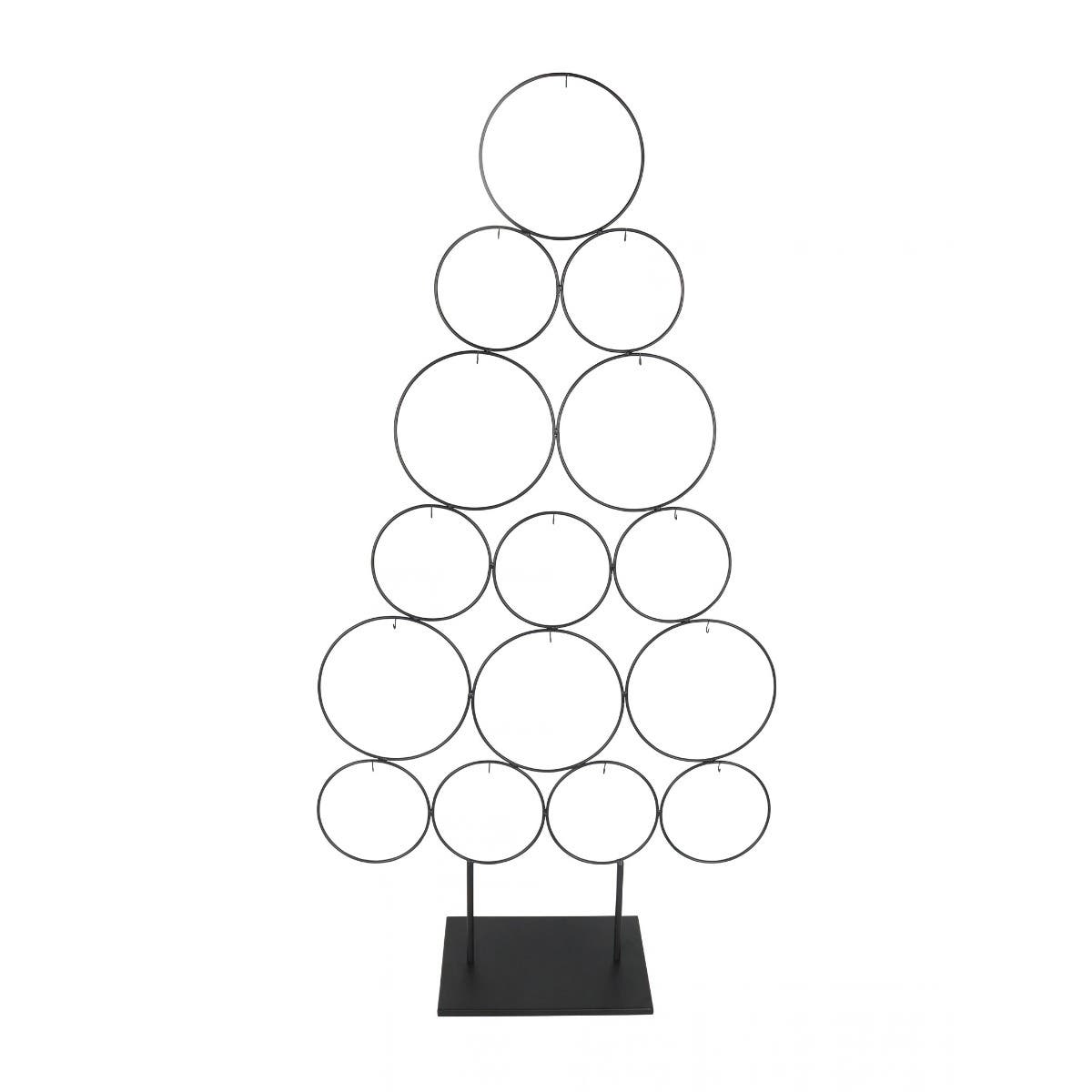 Metalen kerstboom ringen op voet zwart 64 x 124 cm