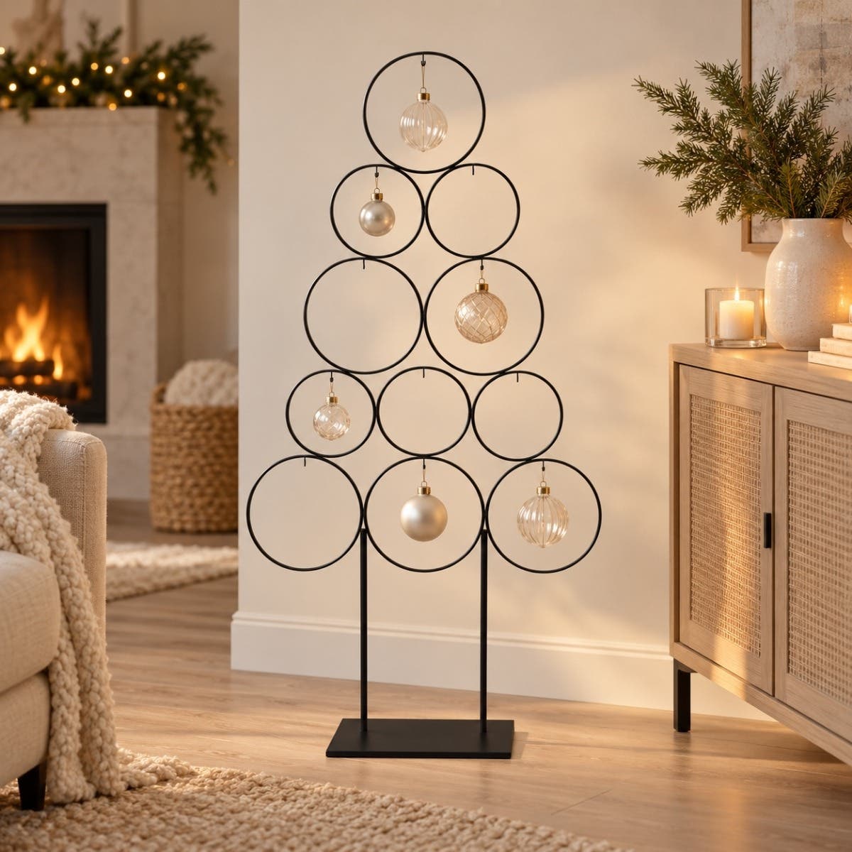 De Bosrand Kerstbalstandaard Ornamentstandaard Kerstboom Zwart 39 x 84 cm