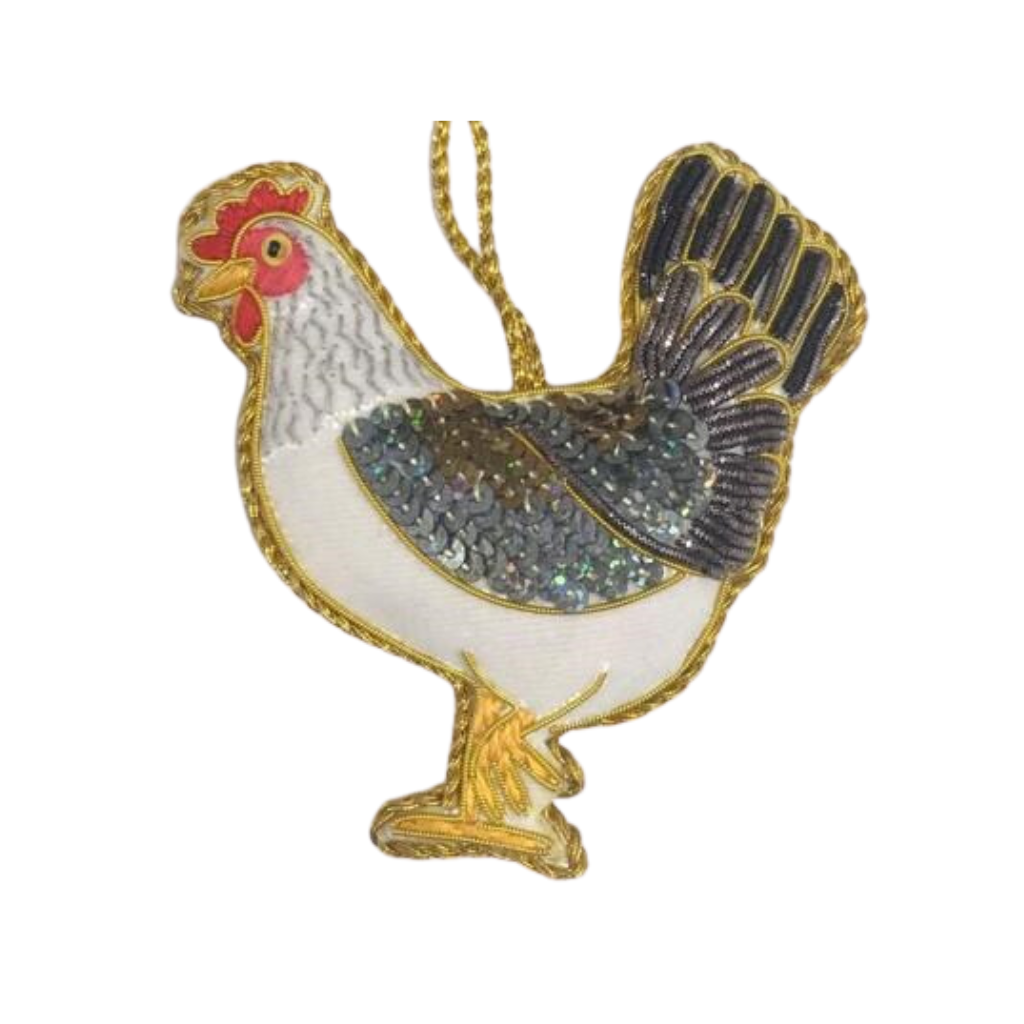 Hanger kip geborduurd