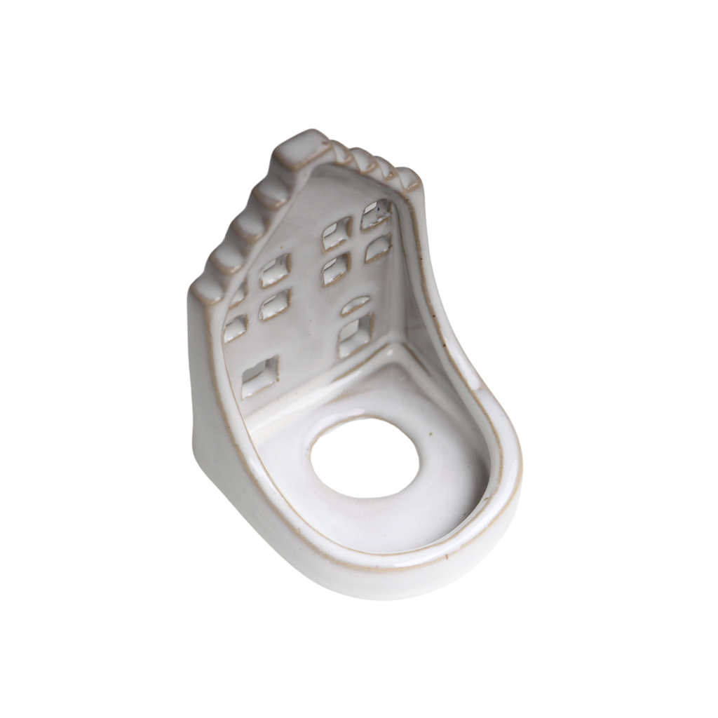 Kandelaar huisje crème 9 cm