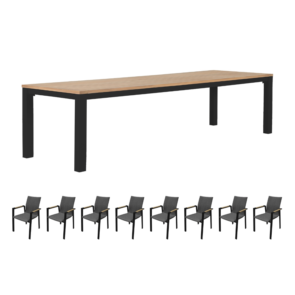 Royal Seasons Diningset 8-zits Rivièra Zwart