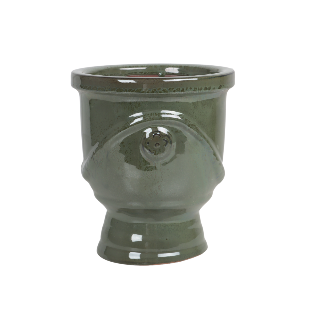 Pot urn koper blauw 16 x 19 cm