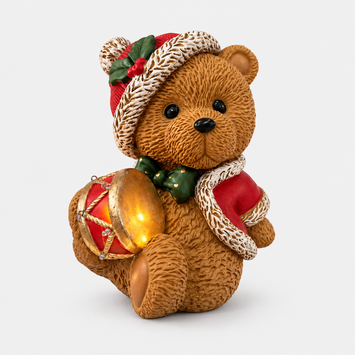 De Bosrand Verlicht Kerstfiguur Kerstbeer trommel LED 30 cm