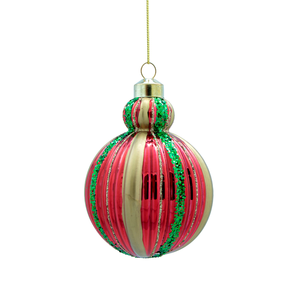 Kerstornament rond deco rood glas 8 cm