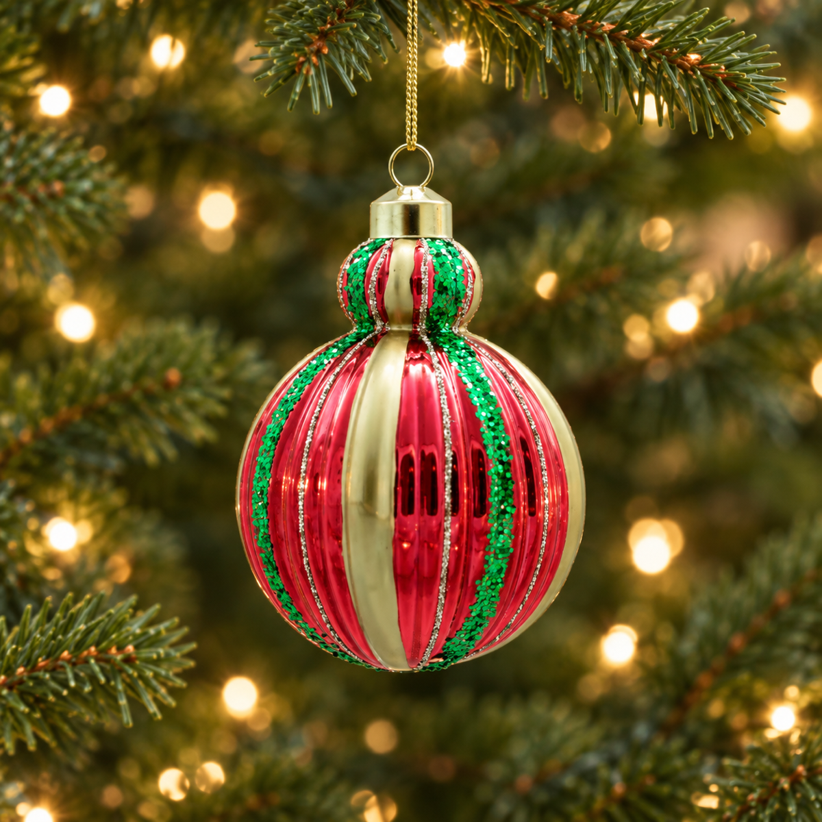 De Bosrand Kerstornament Rond Deco Glas Rood 8 cm