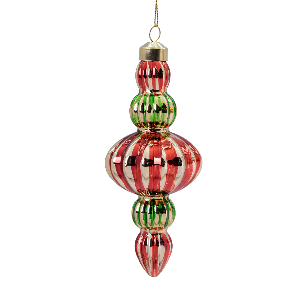 Kerstornament pegel rood glas 7 x 15 cm