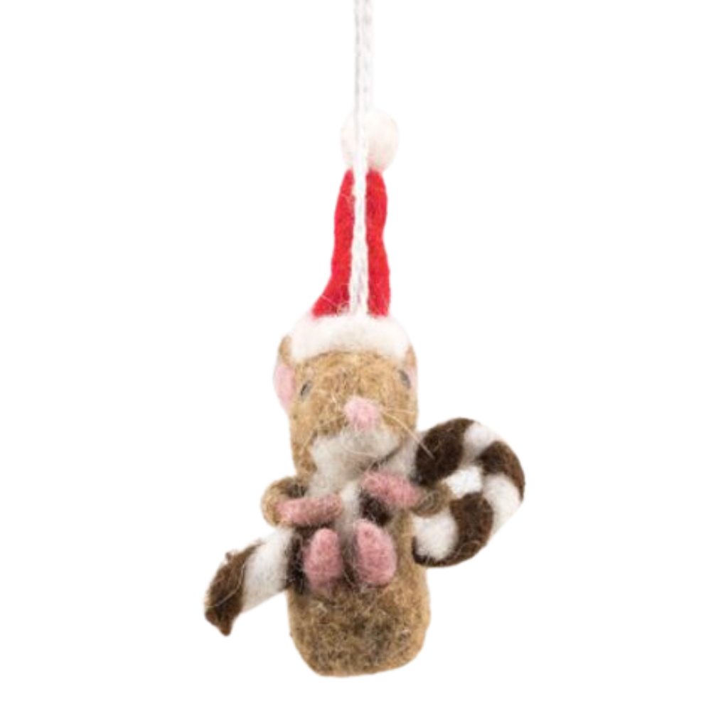 Vilten hanger muis kerst 11 cm