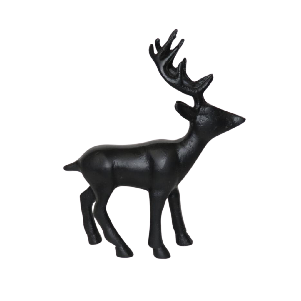 Kandelaar rendier metallic zwart 9 x 7 x 13 cm