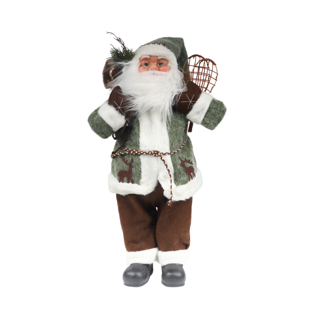 Kerstman met zak groen 60 cm