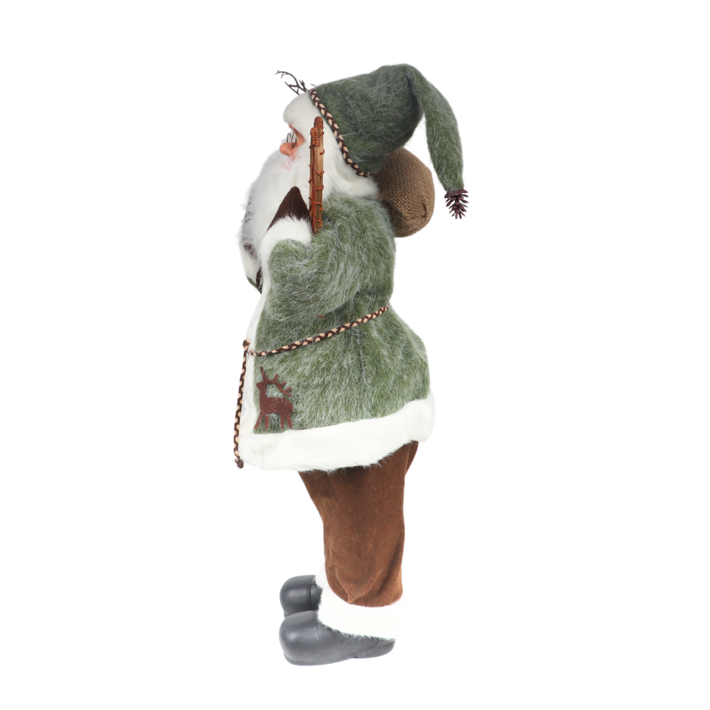 Kerstman met zak groen 30 cm