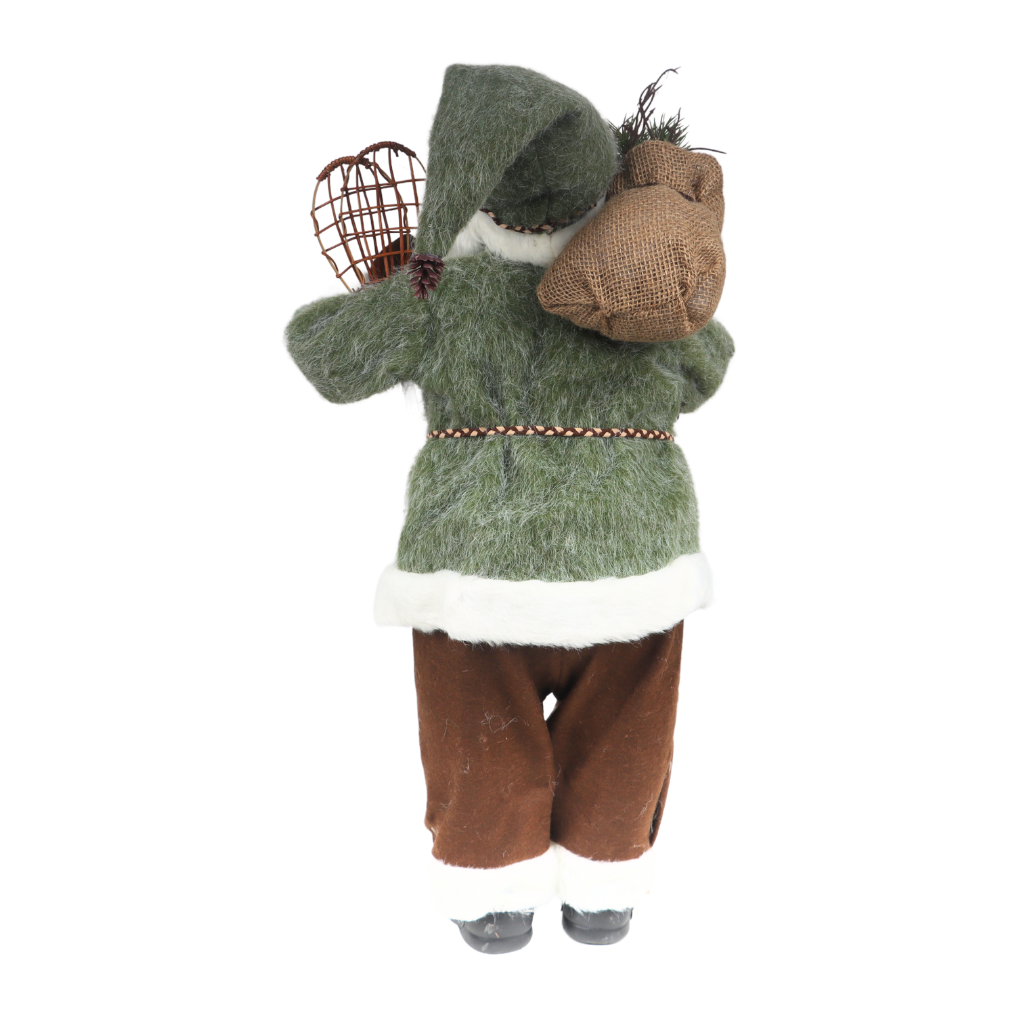 Kerstman met zak groen 30 cm