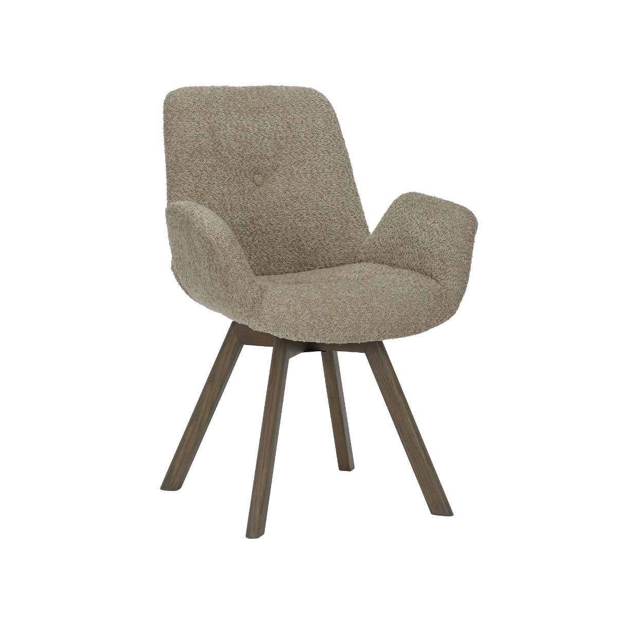 24Seven Eetkamerstoel Matteo Bouclé Liver Houten Onderstel Grijs 61 x 61 x 84 cm